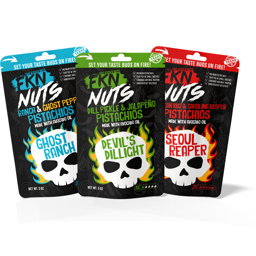Spicy Pistachio Variety Pack | All 3 Flavors | FKN Nuts