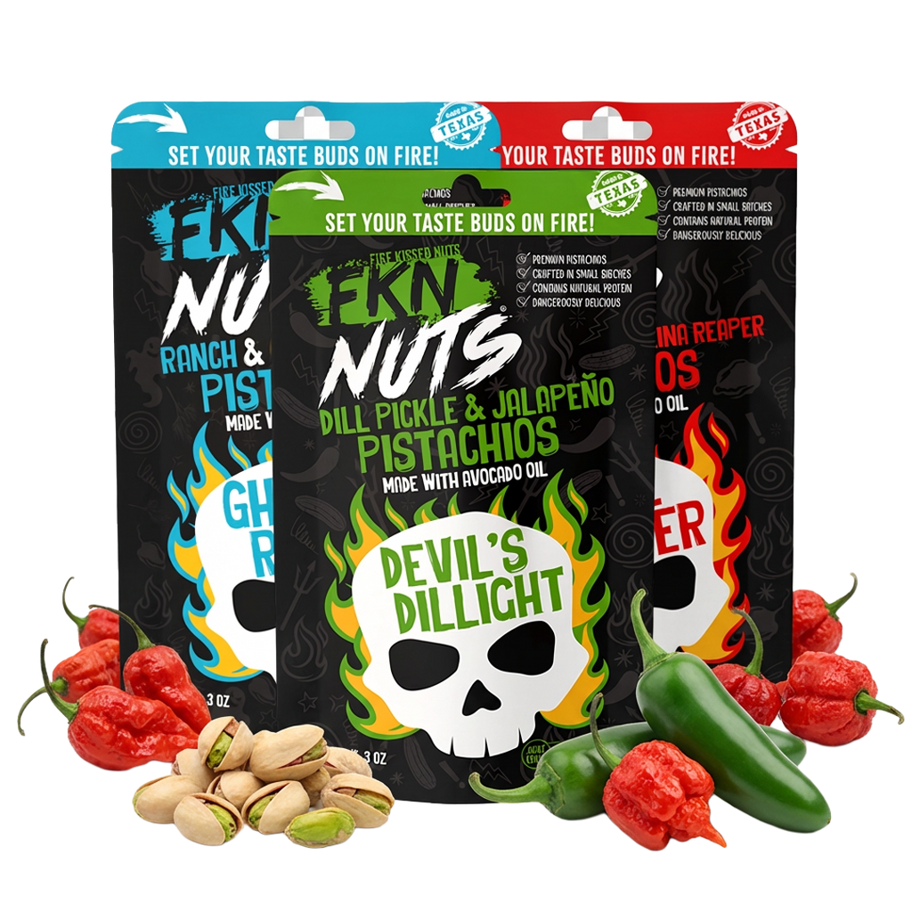 Spicy Pistachio Variety Pack – Jalapeño, Ghost Pepper & Carolina Reaper Bundle