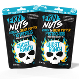 2-bag ghost pepper ranch spicy pistachio pack — bold flavored in-shell pistachios from FKN Nuts